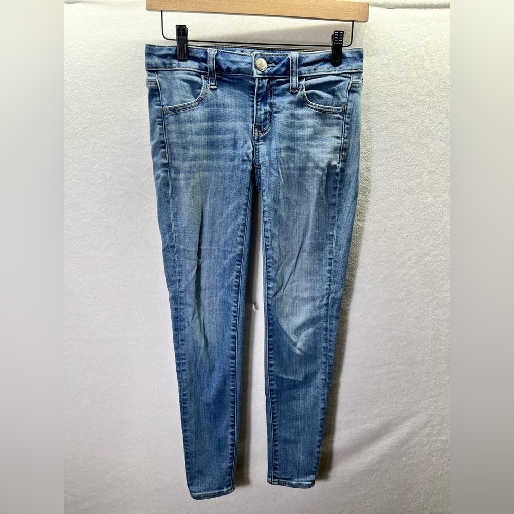 American Eagle Super Low Jegging Jeans Womens 0 Short Super Stretch Denim 2327